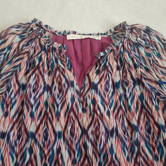 Marie Oliver Women's Size S Multicolor Southwest Print Silk Blend Crepe Blouse - Picture 5 of 12